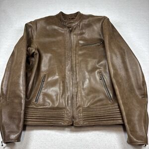 Hillside Made in USA Leather Moto Jacket Brown Large Thinsulate Liner